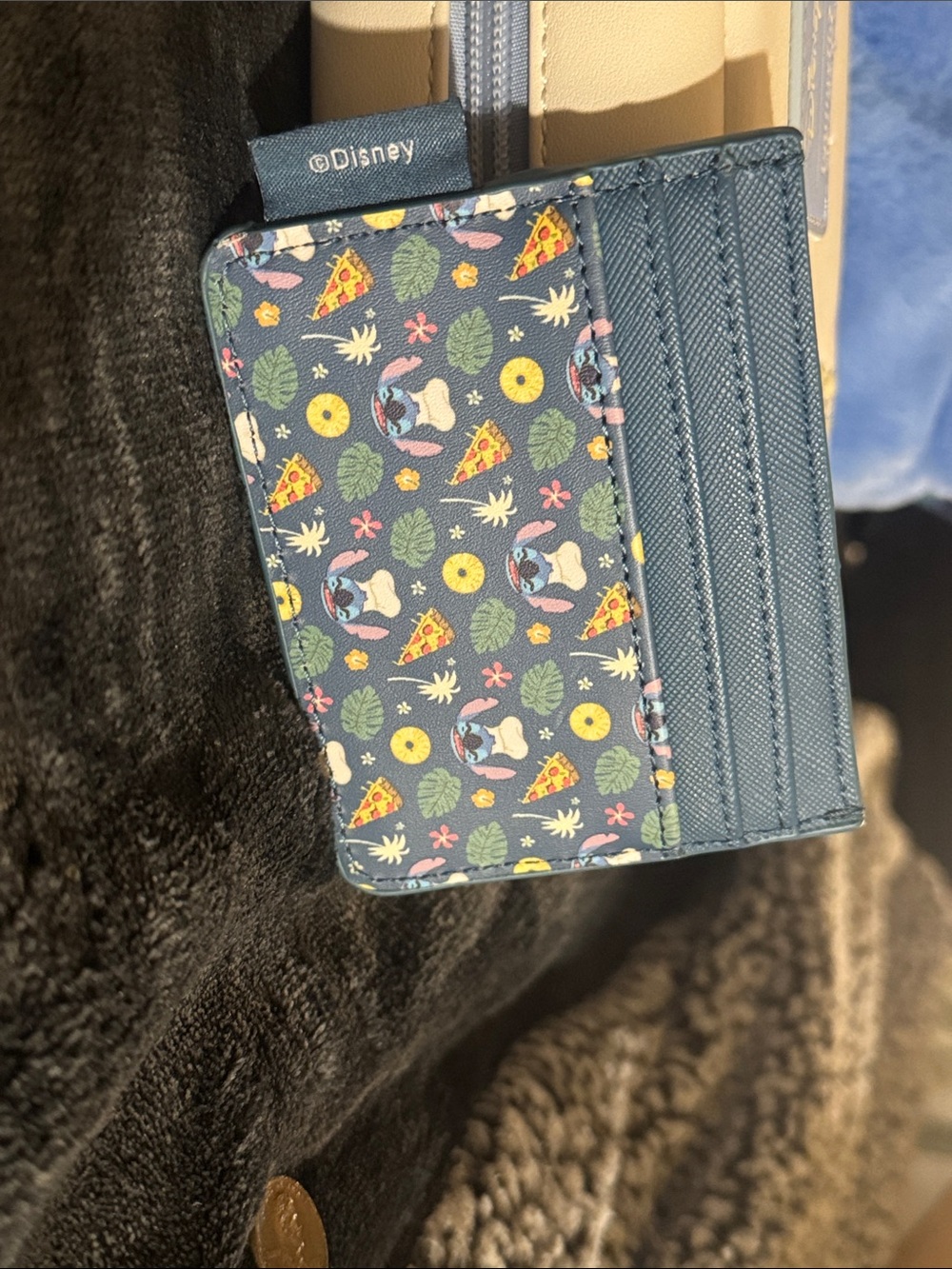 Loungefly Blue Stitch Cardholder with Tropical Stitch Pattern